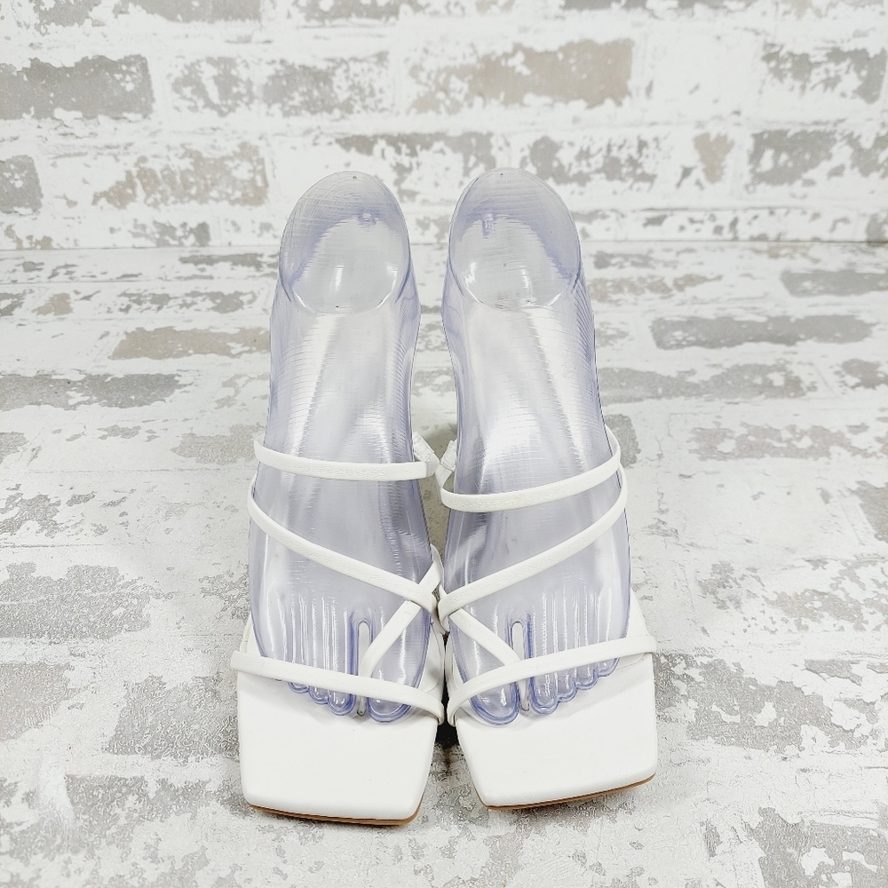 NEW Open Edit Ederyn White Strappy Slip On Summer Wedge Sandals B439 - Picture 3 of 13